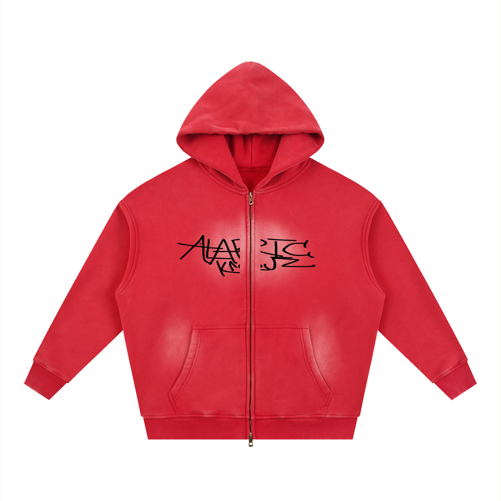Sunfade Two-way Zipper Boxy Fleece Hoodie