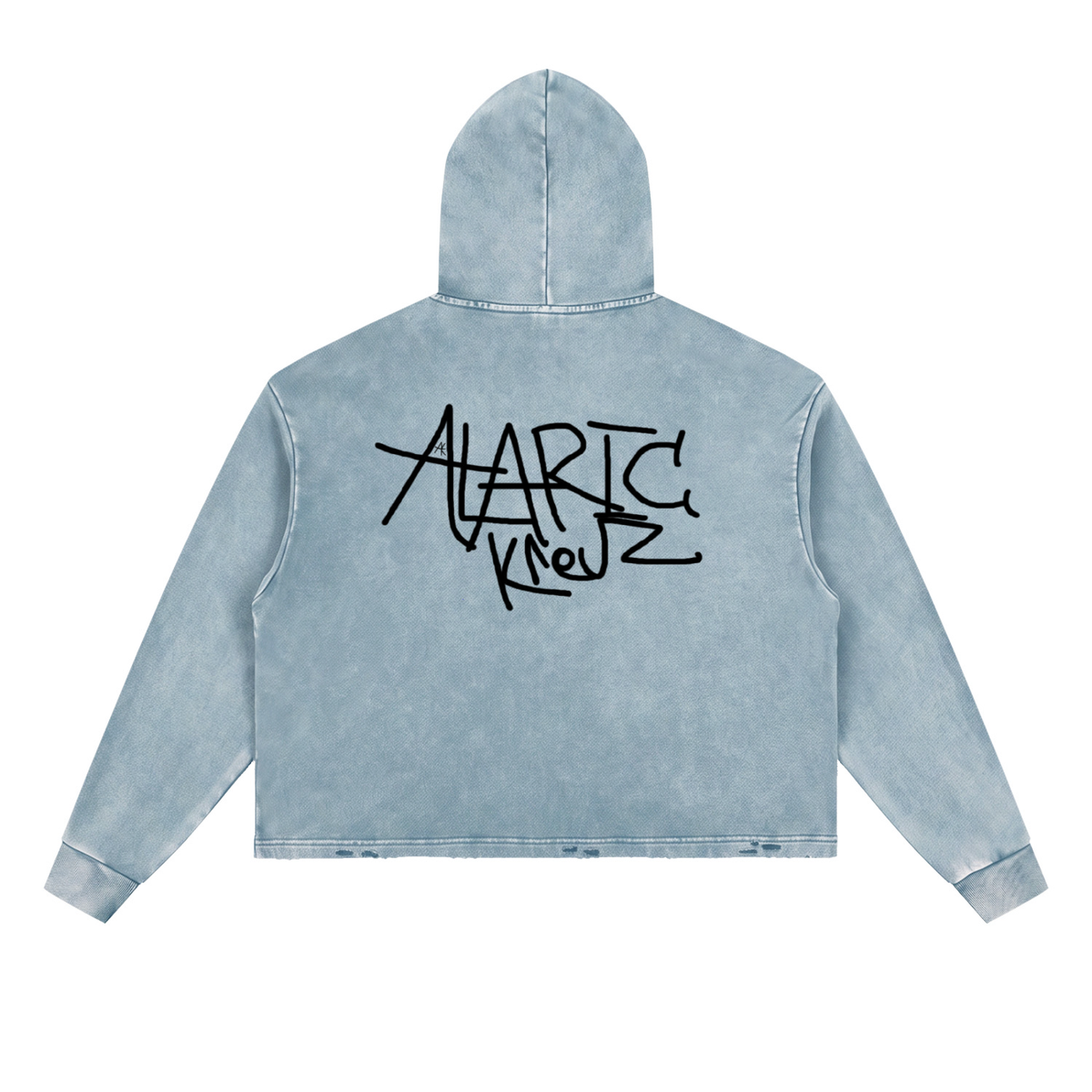 Vintage Washed Frayed-Hem Hoodie