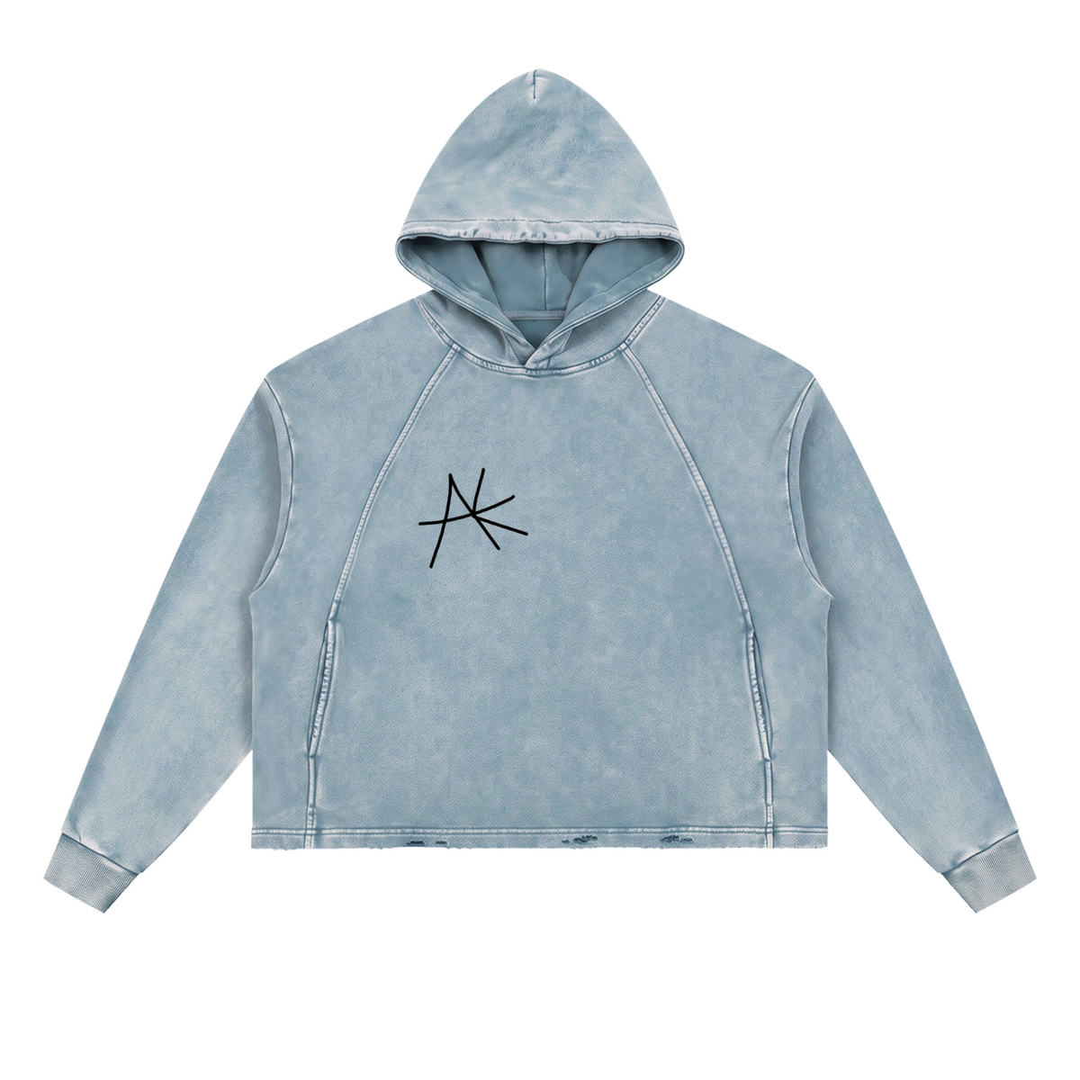 Vintage Washed Frayed-Hem Hoodie